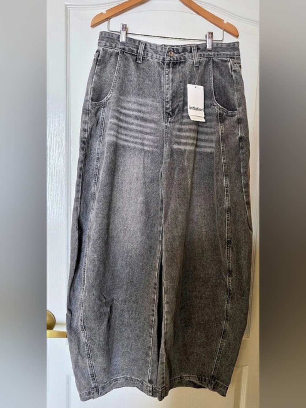 Inflation Gray Denim Barrel Leg Jeans Size XL NWT